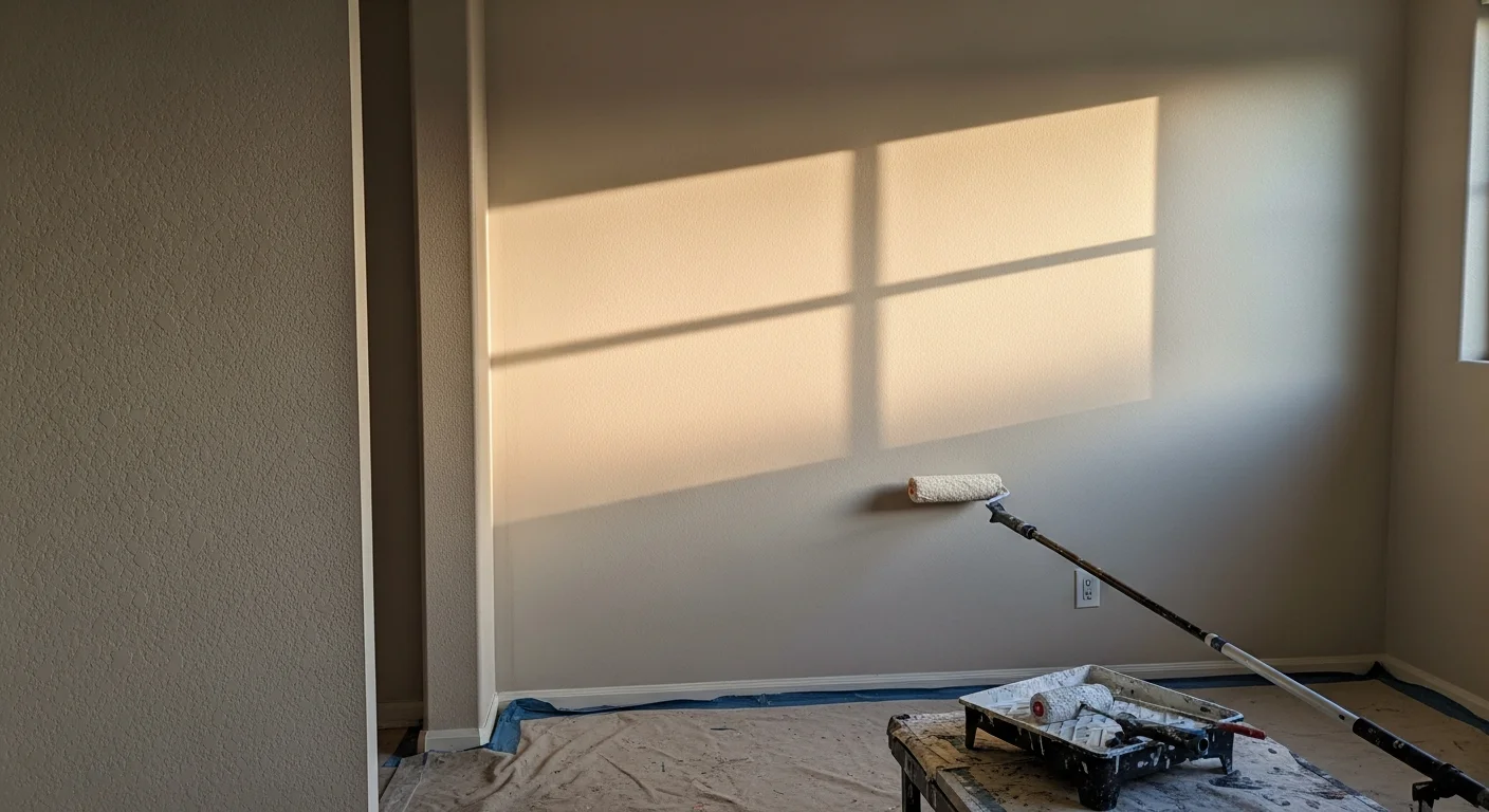 A freshly painted interior living room in a single-family home in Fresno County, showing smooth walls with a clean, even finish and well-painted trim. Cordova Co Inc interior painting work completed in the Central Valley.
